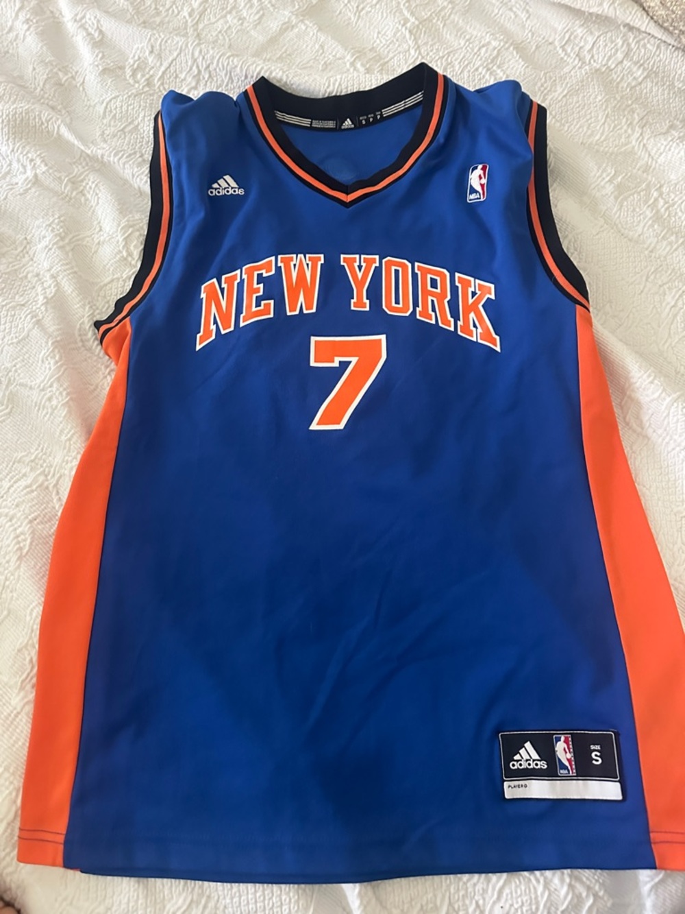 NY Knicks adidas #7 Blue and Orange NBA Jersey Patch Detail. Never Worn - Picture 2 of 9